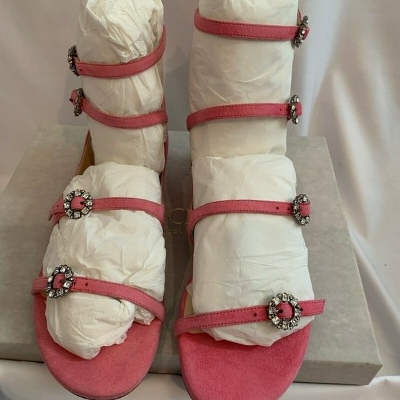 Jimmy Choo NAIA Flats Sandals Shoes NEW Size 38 (US 8) Suede w/ Crystal Buckle - Picture 3 of 6